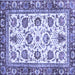 Square Machine Washable Oriental Blue Traditional Rug, wshabs3091blu