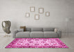 Machine Washable Oriental Pink Traditional Rug in a Living Room, wshabs3091pnk