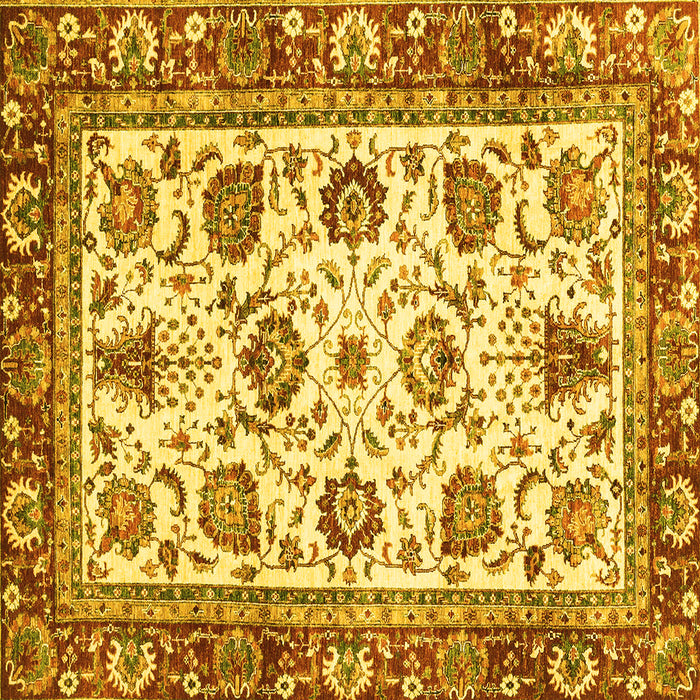 Square Oriental Yellow Traditional Rug, abs3091yw