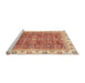 Sideview of Machine Washable Abstract Red Rug, wshabs3092