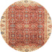 Round Machine Washable Abstract Red Rug, wshabs3092