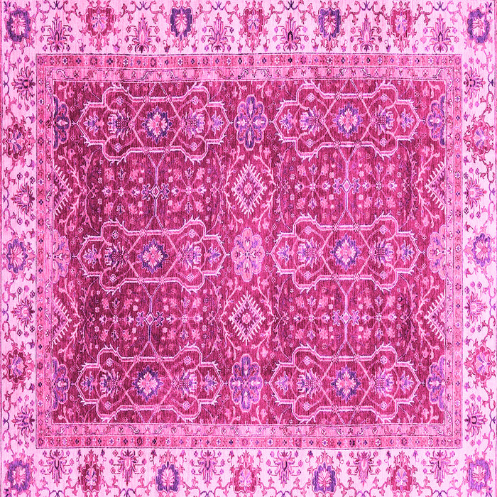 Square Machine Washable Oriental Pink Traditional Rug, wshabs3092pnk