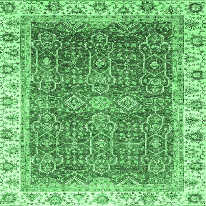 Square Machine Washable Oriental Emerald Green Traditional Area Rugs, wshabs3092emgrn