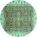 Round Oriental Turquoise Traditional Rug, abs3092turq