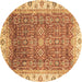 Round Machine Washable Oriental Brown Traditional Rug, wshabs3092brn