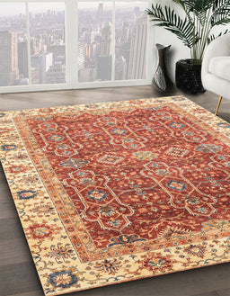 Abstract Red Oriental Rug in Family Room, abs3092