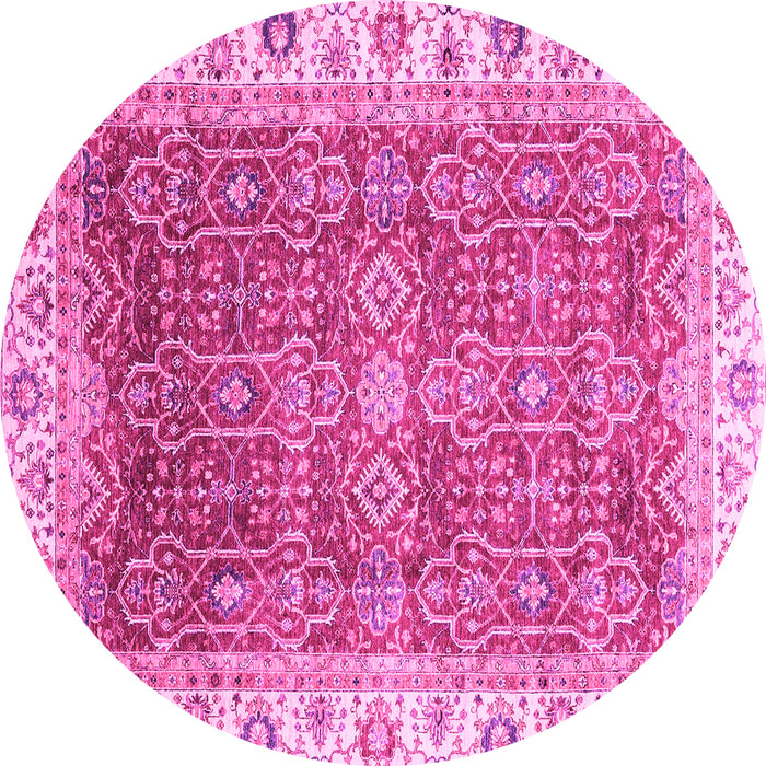 Round Oriental Pink Traditional Rug, abs3092pnk