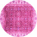 Round Oriental Pink Traditional Rug, abs3092pnk