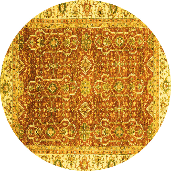 Round Oriental Yellow Traditional Rug, abs3092yw
