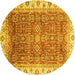 Round Oriental Yellow Traditional Rug, abs3092yw