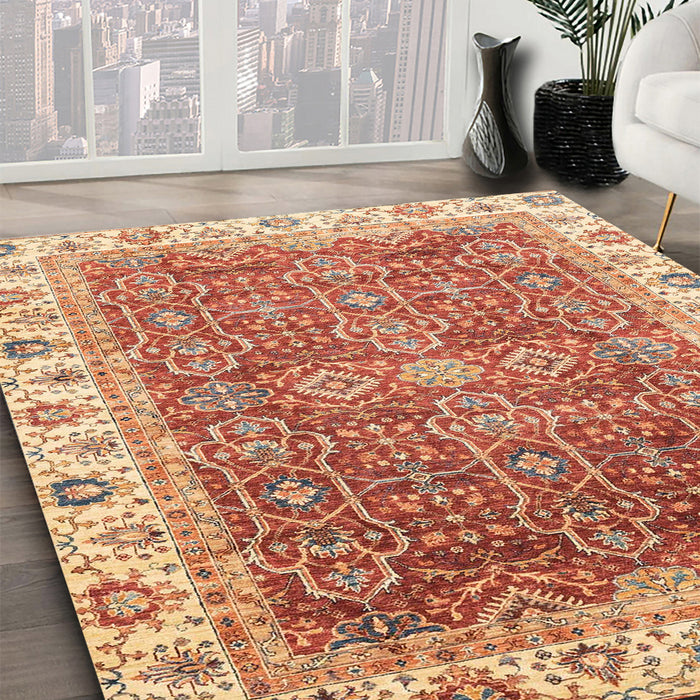 Abstract Red Oriental Rug in Family Room, abs3092