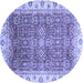 Round Machine Washable Oriental Blue Traditional Rug, wshabs3092blu