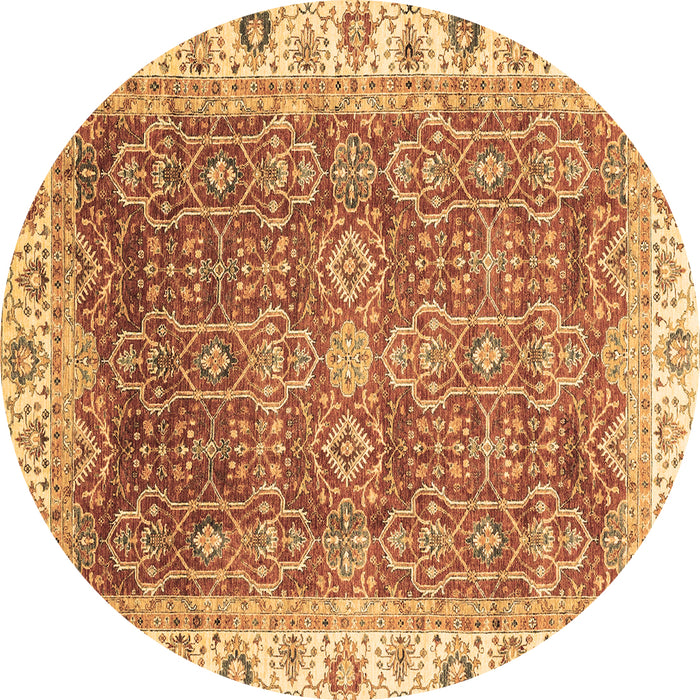 Round Oriental Brown Traditional Rug, abs3092brn