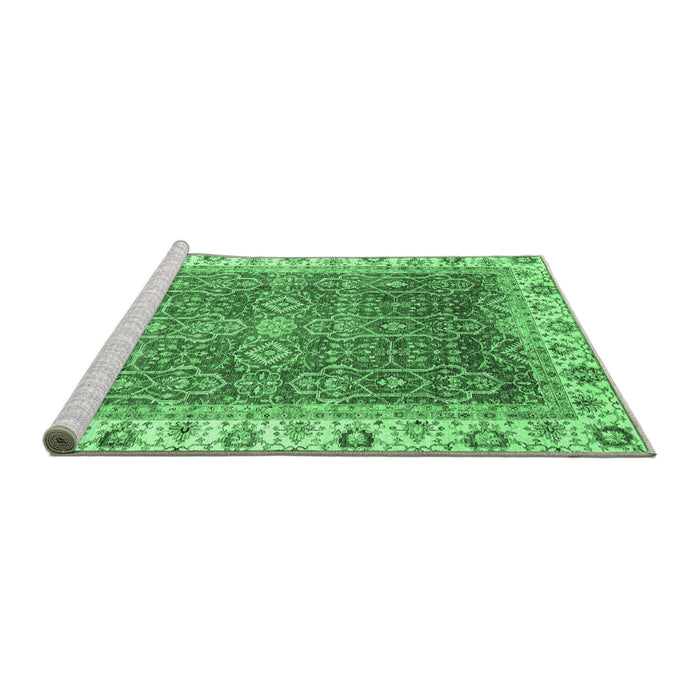 Sideview of Machine Washable Oriental Emerald Green Traditional Area Rugs, wshabs3092emgrn