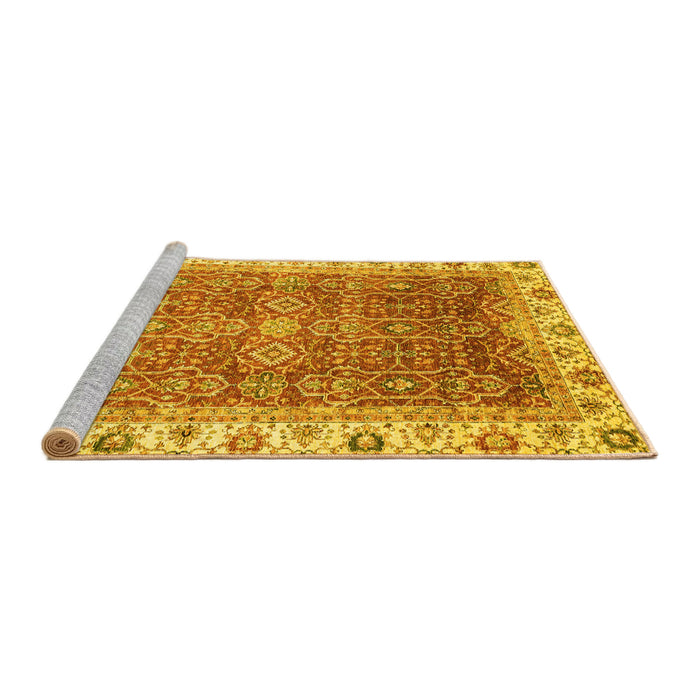 Sideview of Machine Washable Oriental Yellow Traditional Rug, wshabs3092yw