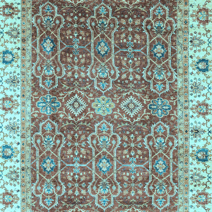 Machine Washable Oriental Light Blue Traditional Rug, wshabs3092lblu