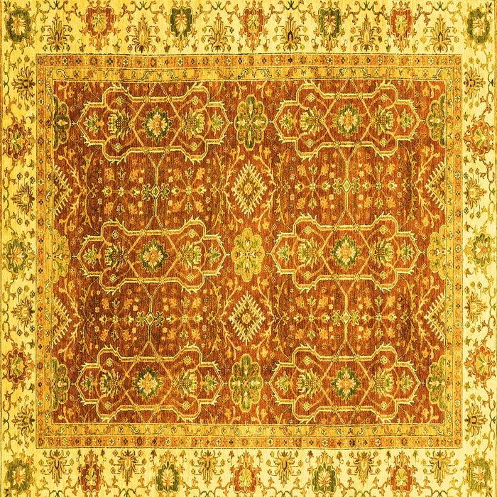 Square Machine Washable Oriental Yellow Traditional Rug, wshabs3092yw