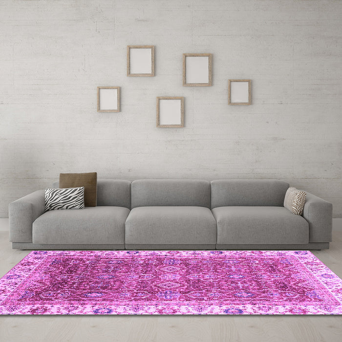 Machine Washable Oriental Purple Traditional Area Rugs in a Living Room, wshabs3092pur