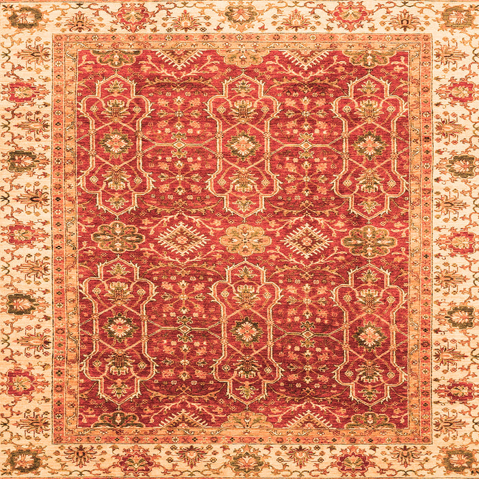 Square Oriental Orange Traditional Rug, abs3092org