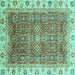 Square Oriental Turquoise Traditional Rug, abs3092turq