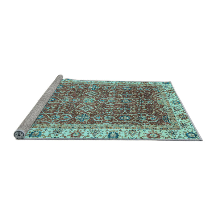 Sideview of Machine Washable Oriental Light Blue Traditional Rug, wshabs3092lblu