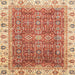 Square Abstract Red Oriental Rug, abs3092