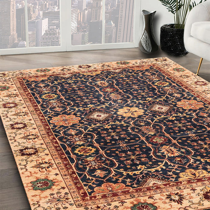 Machine Washable Abstract Red Brown Rug in a Family Room, wshabs3093