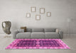 Machine Washable Geometric Pink Traditional Rug in a Living Room, wshabs3093pnk