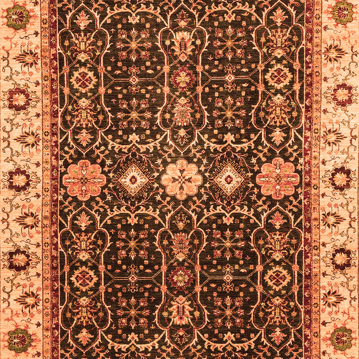 Machine Washable Geometric Orange Traditional Area Rugs, wshabs3093org