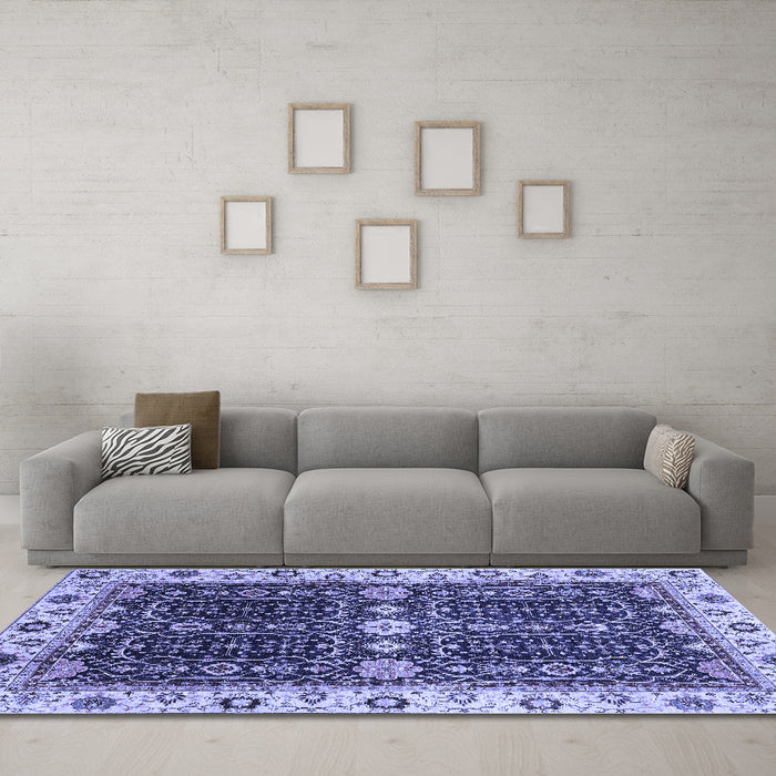 Machine Washable Geometric Blue Traditional Rug in a Living Room, wshabs3093blu