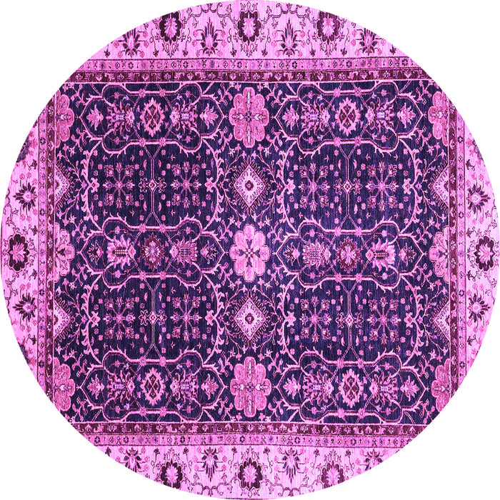 Round Geometric Purple Traditional Rug, abs3093pur