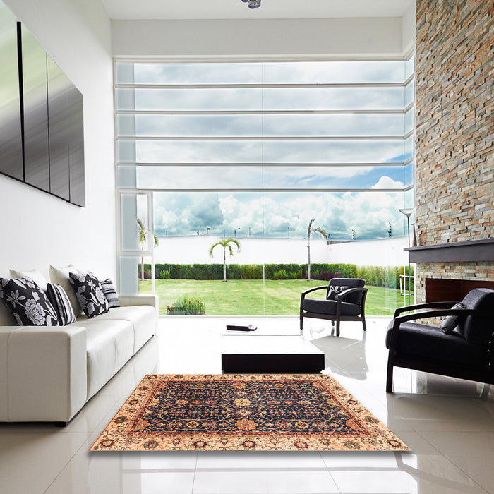 Square Machine Washable Abstract Red Brown Rug in a Living Room, wshabs3093