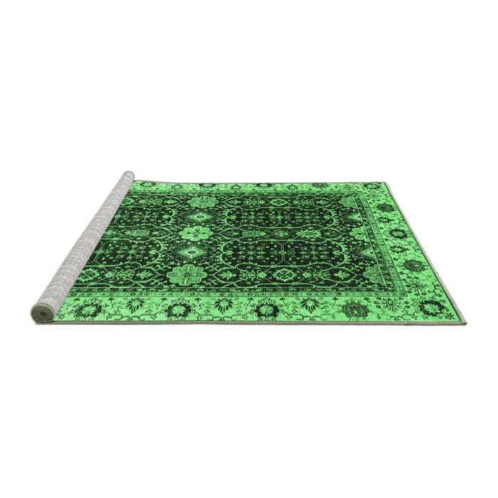 Sideview of Machine Washable Geometric Emerald Green Traditional Area Rugs, wshabs3093emgrn