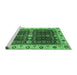 Sideview of Machine Washable Geometric Emerald Green Traditional Area Rugs, wshabs3093emgrn