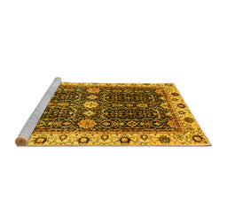 Sideview of Machine Washable Geometric Yellow Traditional Rug, wshabs3093yw