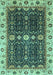 Machine Washable Geometric Turquoise Traditional Area Rugs, wshabs3093turq