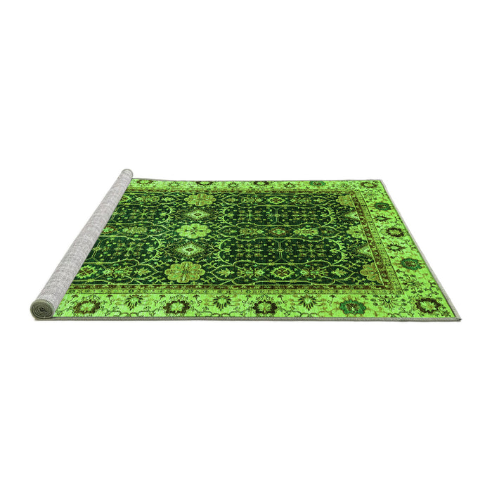 Sideview of Machine Washable Geometric Green Traditional Area Rugs, wshabs3093grn