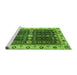 Sideview of Machine Washable Geometric Green Traditional Area Rugs, wshabs3093grn