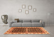 Machine Washable Geometric Orange Traditional Area Rugs in a Living Room, wshabs3093org