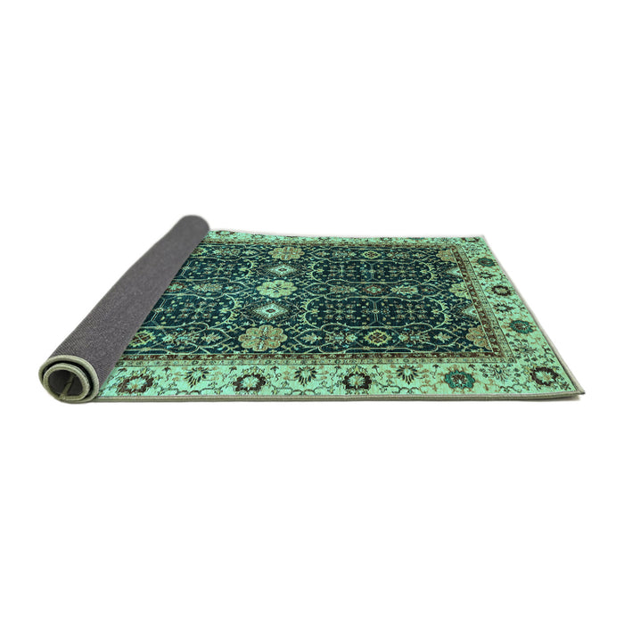 Sideview of Geometric Turquoise Traditional Rug, abs3093turq