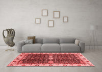 Machine Washable Geometric Red Traditional Rug, wshabs3093red