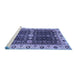 Sideview of Machine Washable Geometric Blue Traditional Rug, wshabs3093blu