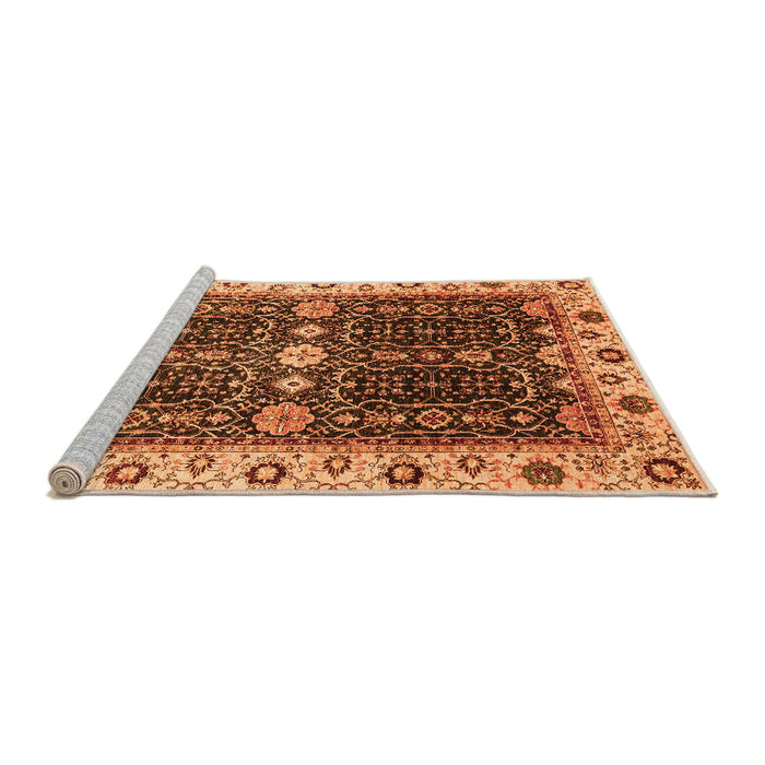 Sideview of Machine Washable Geometric Orange Traditional Area Rugs, wshabs3093org