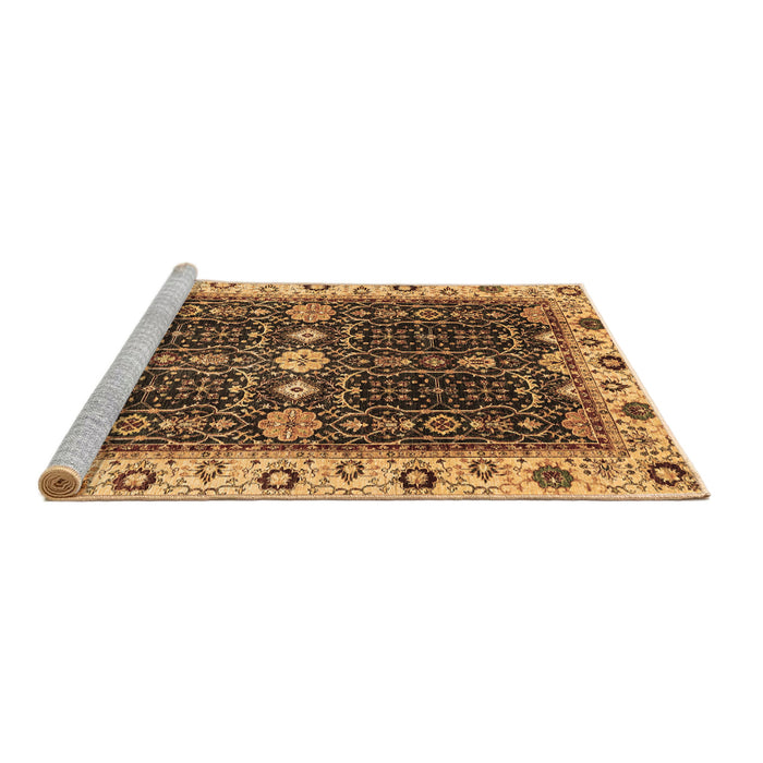 Sideview of Machine Washable Geometric Brown Traditional Rug, wshabs3093brn