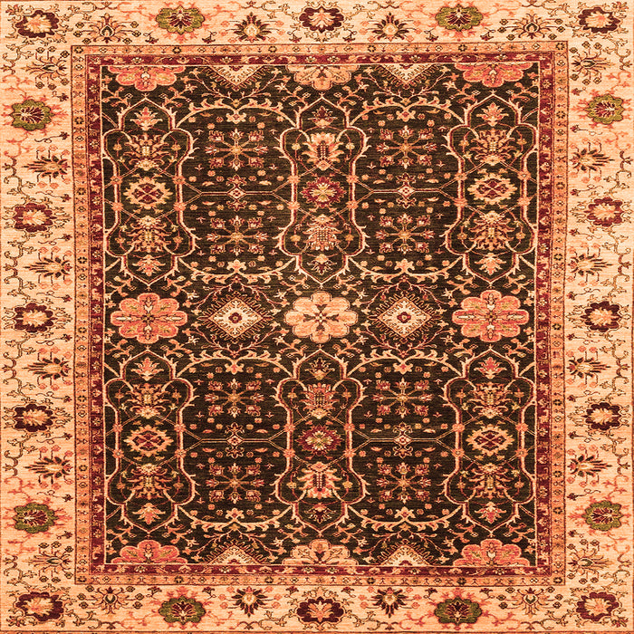 Square Machine Washable Geometric Orange Traditional Area Rugs, wshabs3093org
