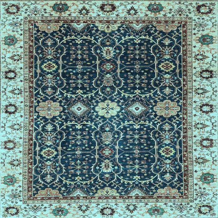 Square Machine Washable Geometric Light Blue Traditional Rug, wshabs3093lblu