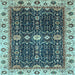 Square Machine Washable Geometric Light Blue Traditional Rug, wshabs3093lblu