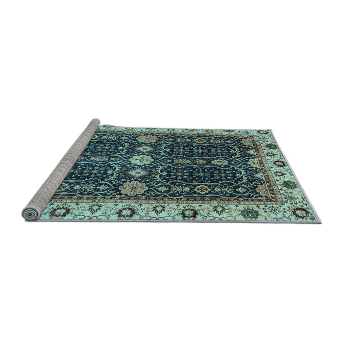 Sideview of Machine Washable Geometric Light Blue Traditional Rug, wshabs3093lblu