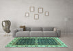 Machine Washable Geometric Turquoise Traditional Area Rugs in a Living Room,, wshabs3093turq