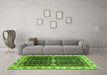 Machine Washable Geometric Green Traditional Area Rugs in a Living Room,, wshabs3093grn